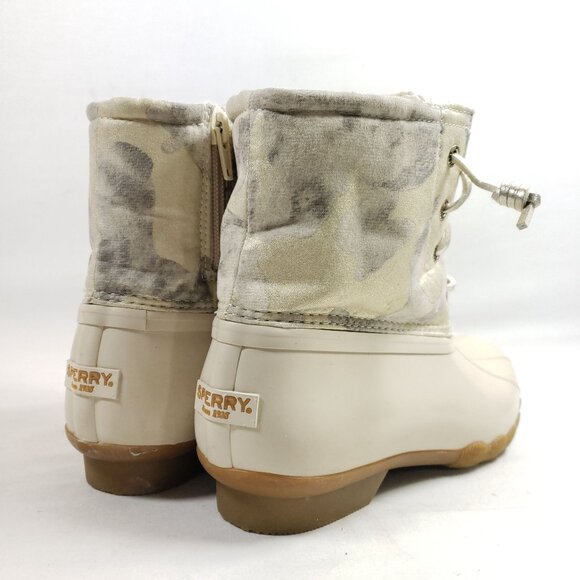 Sperry Womens Size 4 Duck Boots Camo Print Textile & PU Uppers Beige/Tan - Picture 4 of 9